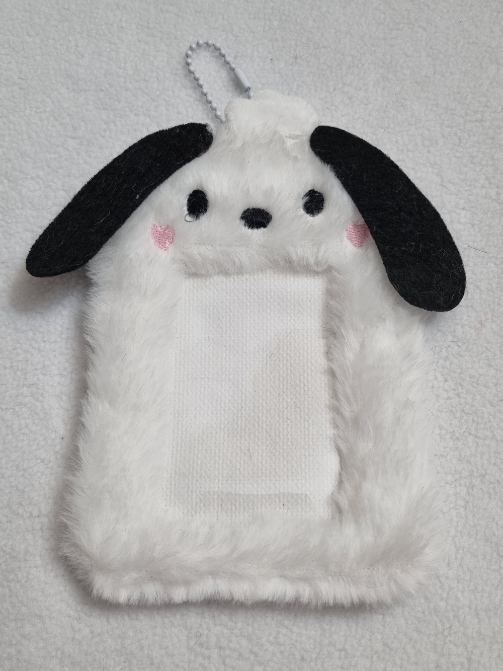 Cute Sanrio Pochacco Kpop Cute White Plush Small Pet Card Holder with Black Ears